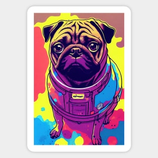 Astronaut pug portrait Sticker